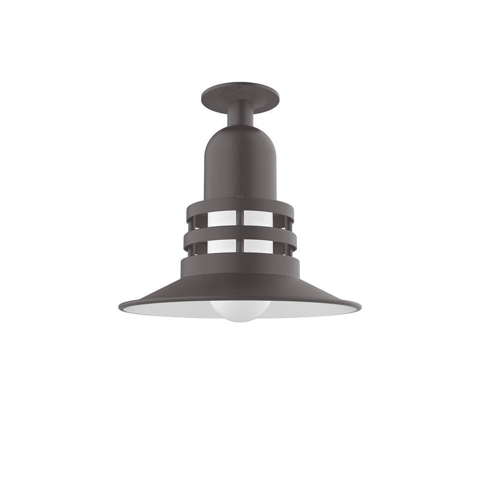 Atomic 12" Flush Mount Light with Frosted Glass in Bronze Matte