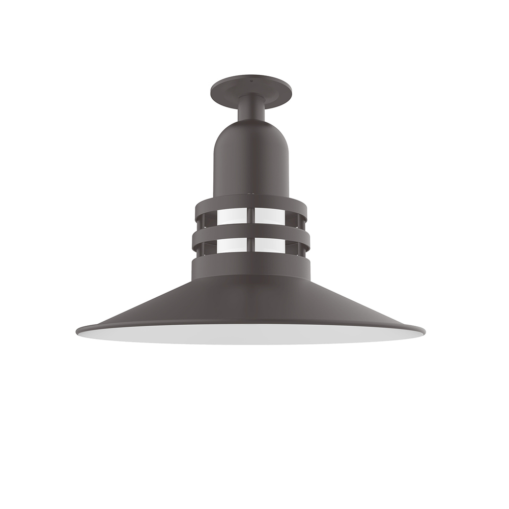 Atomic 16" Flush Mount Light with Frosted Glass in Bronze Matte