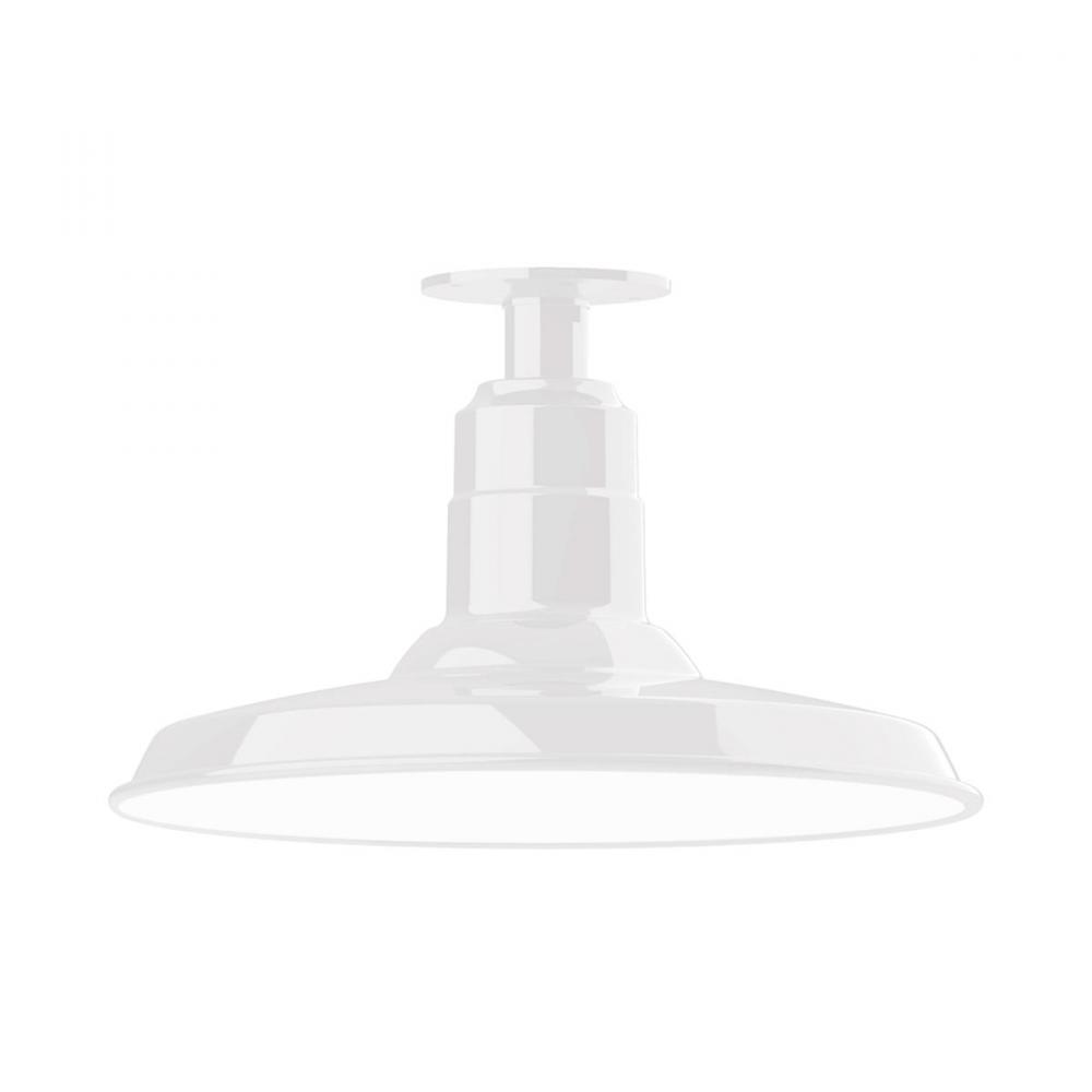 14" Warehouse shade, flush mount ceiling light, White