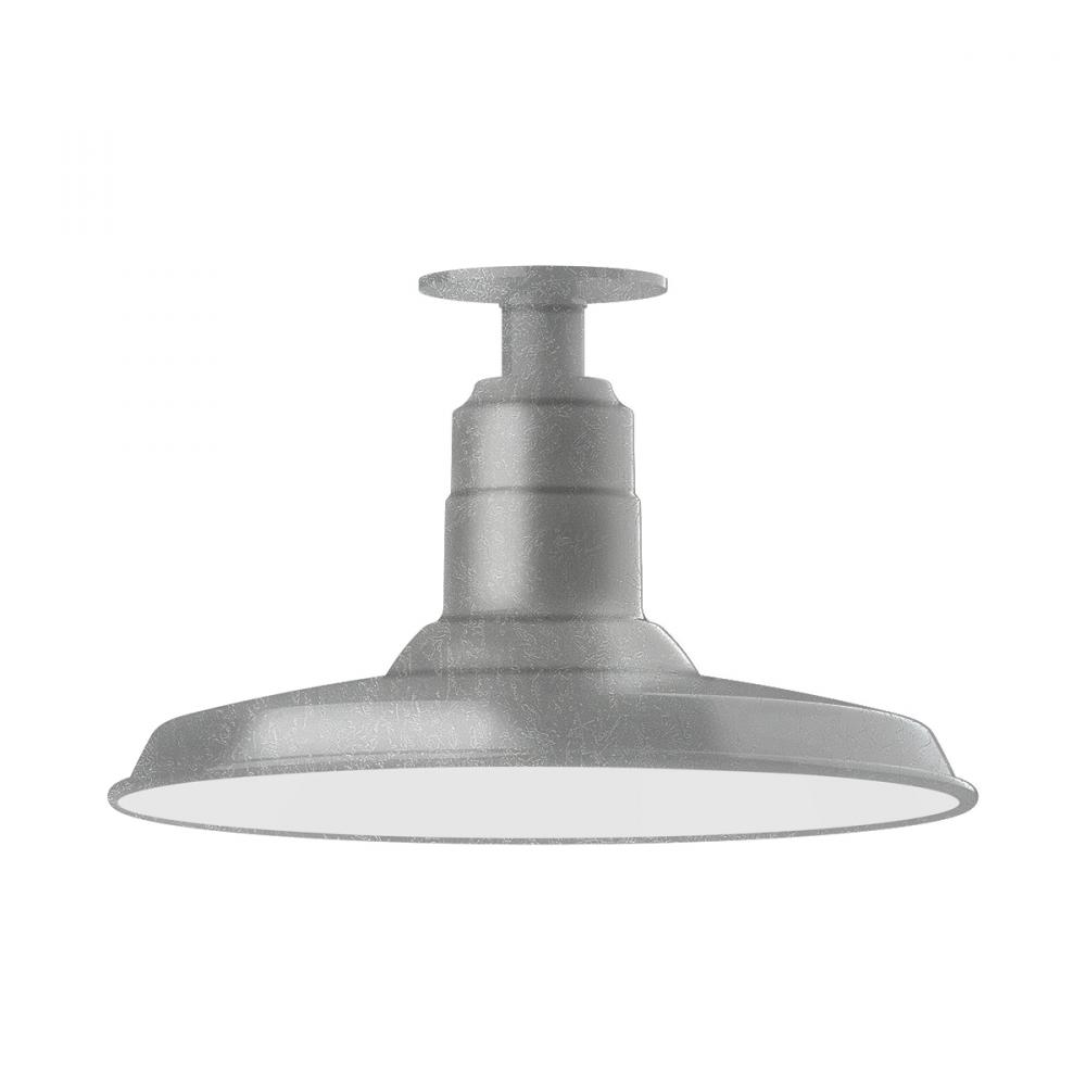 14" Warehouse shade, flush mount ceiling light, Painted Galvanized
