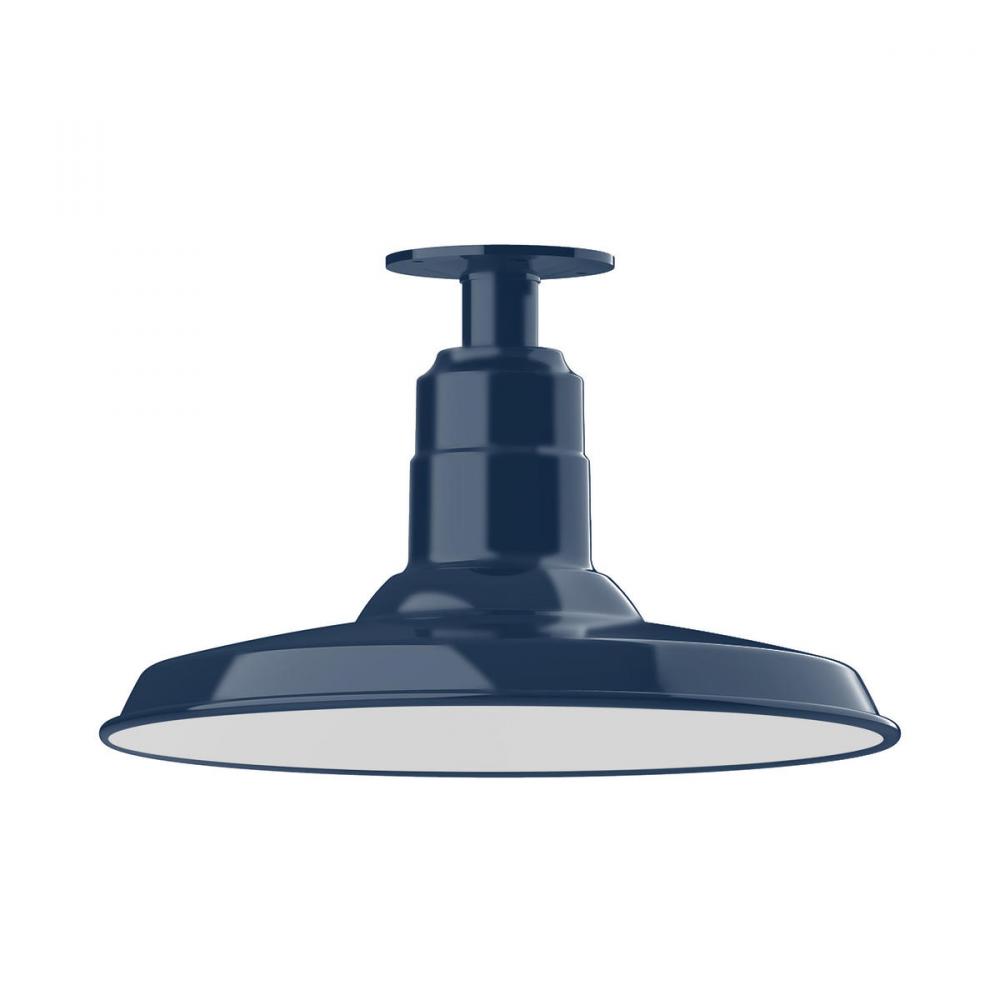 14" Warehouse shade, flush mount ceiling light, Navy