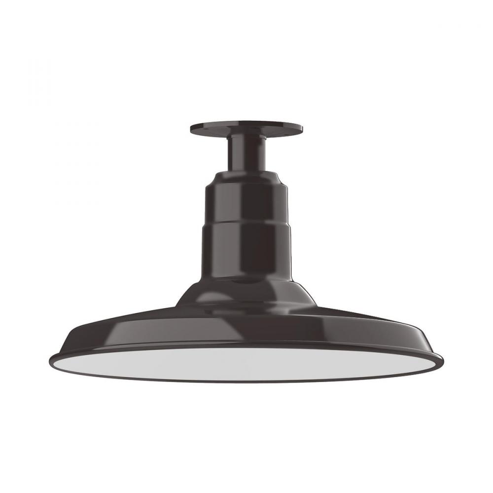 14" Warehouse shade, flush mount ceiling light, Architectural Bronze