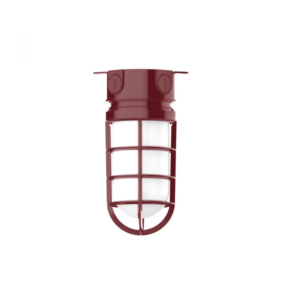 5 1/2" Vaportite flush mount ceiling light with frosted glass and cast guard, Barn Red