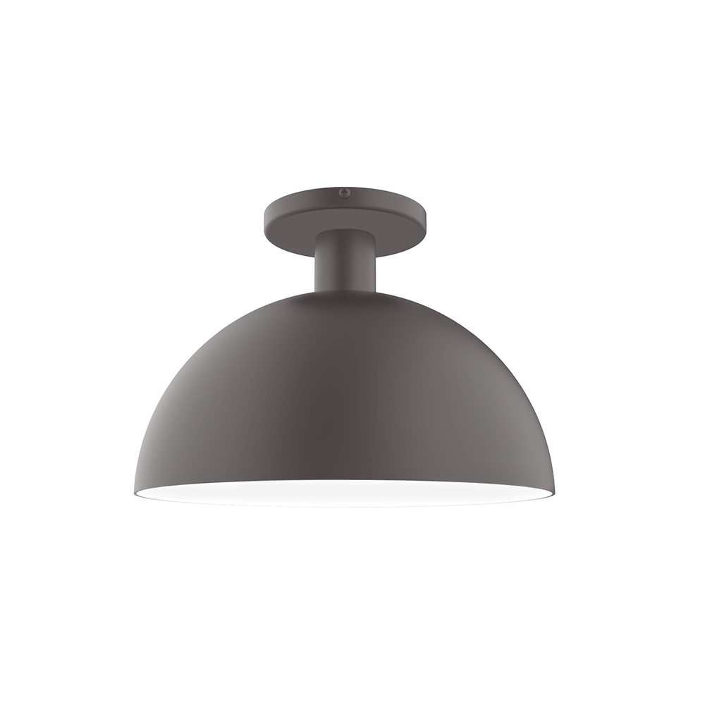 12" Ray Flush Mount with 6 inch white opal glass globe, Bronze Matte