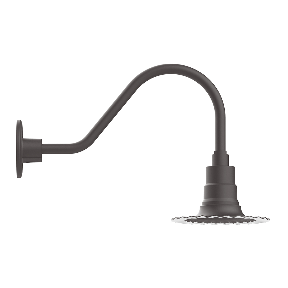 8" Radial shade, gooseneck wall mount, decorative canopy cover & Frosted Glass & cast guard
