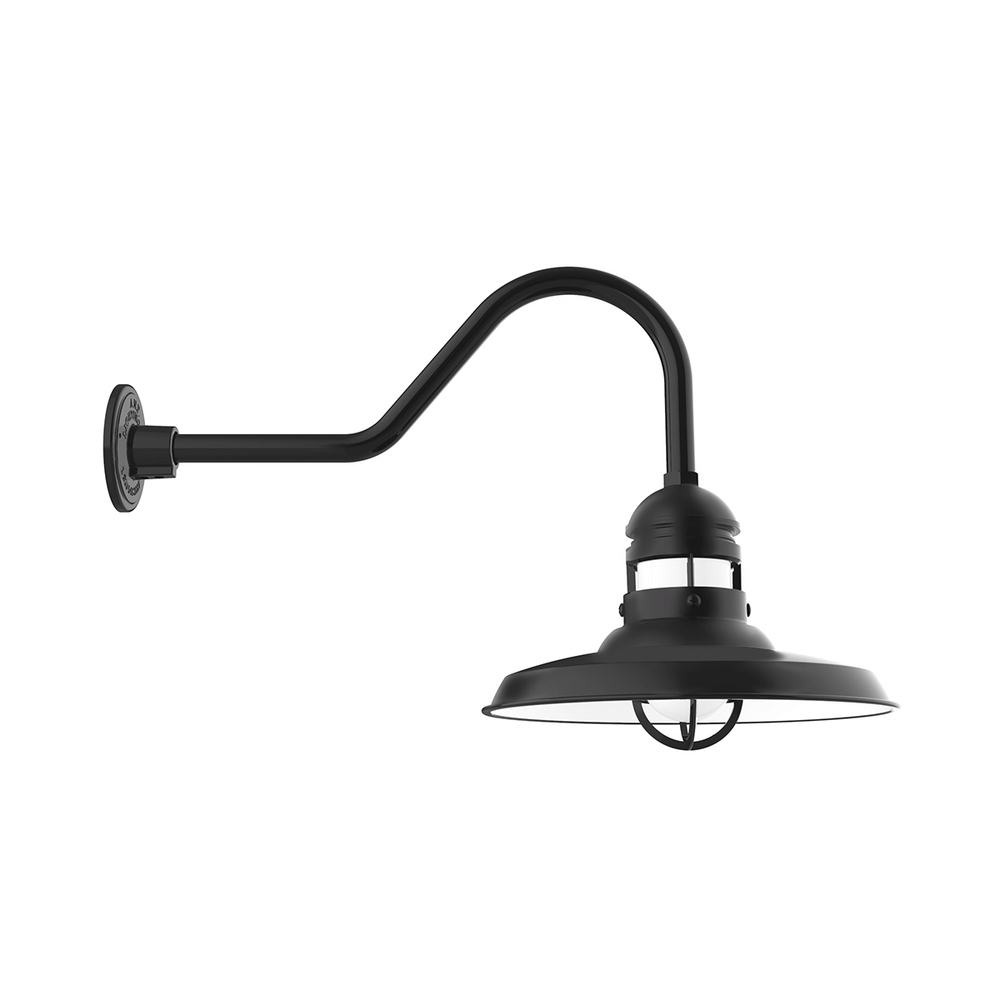 14.5" Liberty shade, gooseneck wall mount, Black