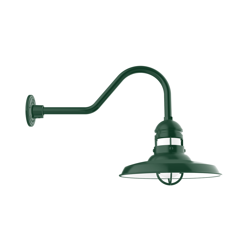 14.5" Liberty shade, gooseneck wall mount, Forest Green