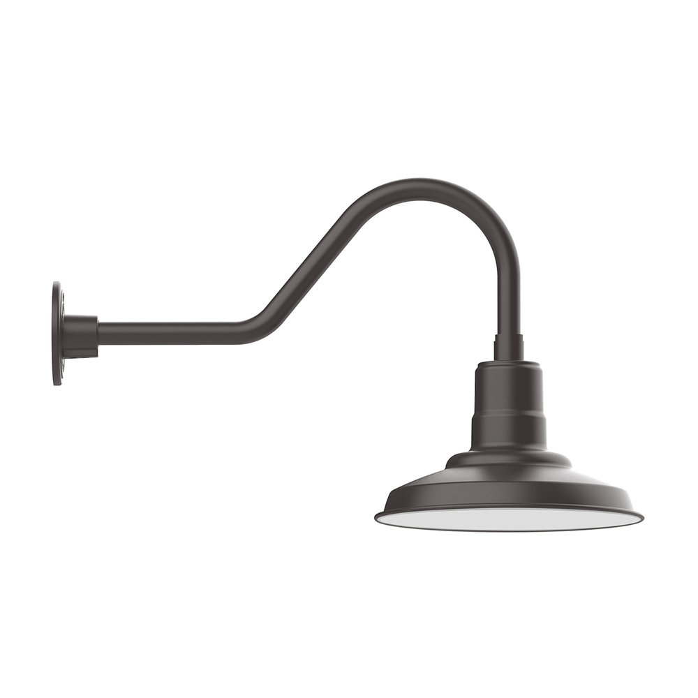 12" Warehouse shade, LED Gooseneck Wall mount with wire grill, Bronze Matte