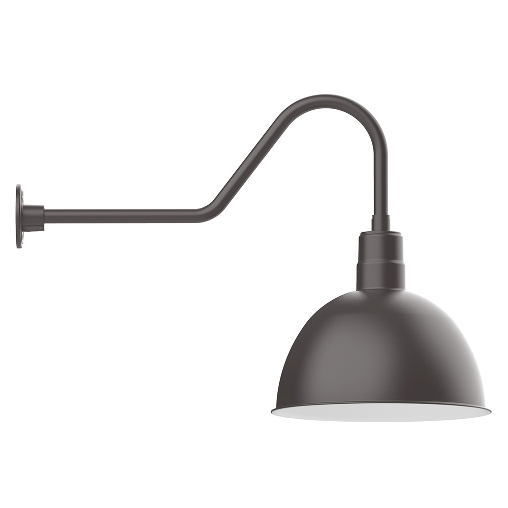 16" Deep Bowl shade, LED Gooseneck Wall mount with wire grill, Bronze Matte