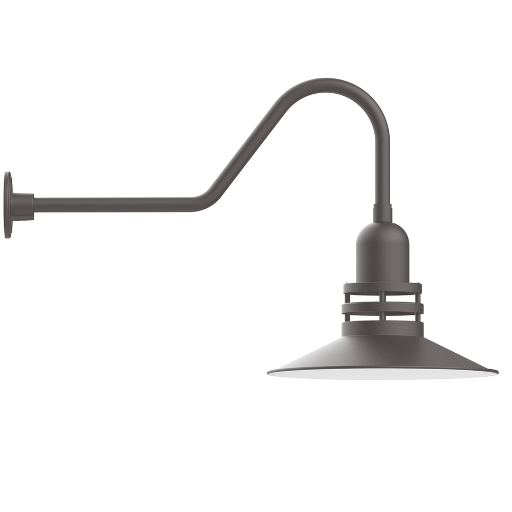 16" Atomic shade, gooseneck wall mount, Frosted Glass, decorative canopy cover, Bronze Matte