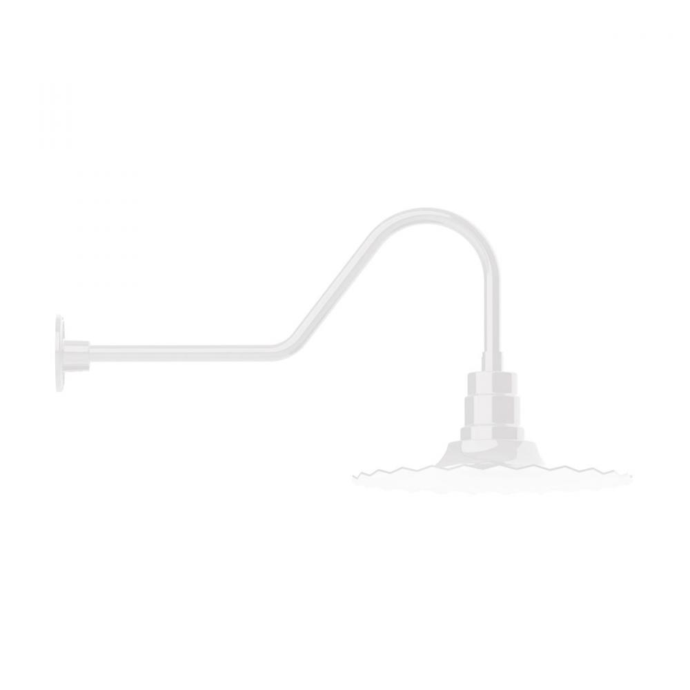 16" Radial shade, gooseneck wall mount, White
