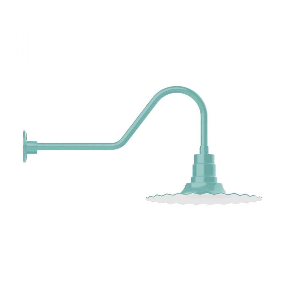 16" Radial shade, gooseneck wall mount, decorative canopy cover & clear glass & cast guard