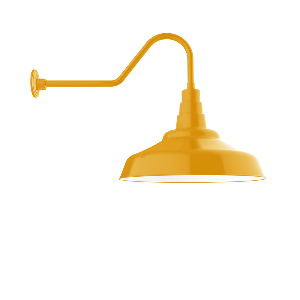24" Warehouse shade, gooseneck wall mount, Bright Yellow