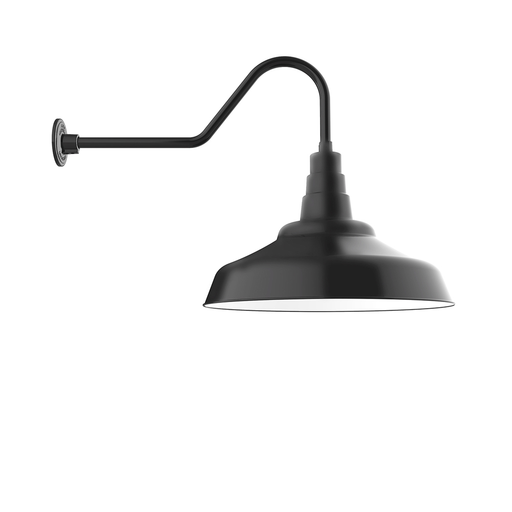 24" Warehouse shade, LED Gooseneck Wall mount, Black