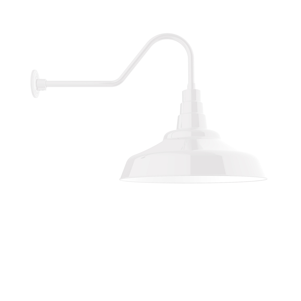 24" Warehouse shade, gooseneck wall mount, White