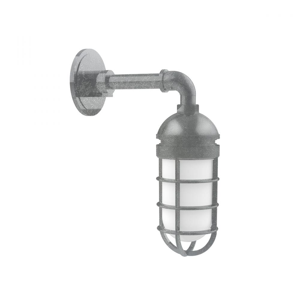 Vaportite, no shade, single wall mount with clear glass and cast guard, Painted Galvanized