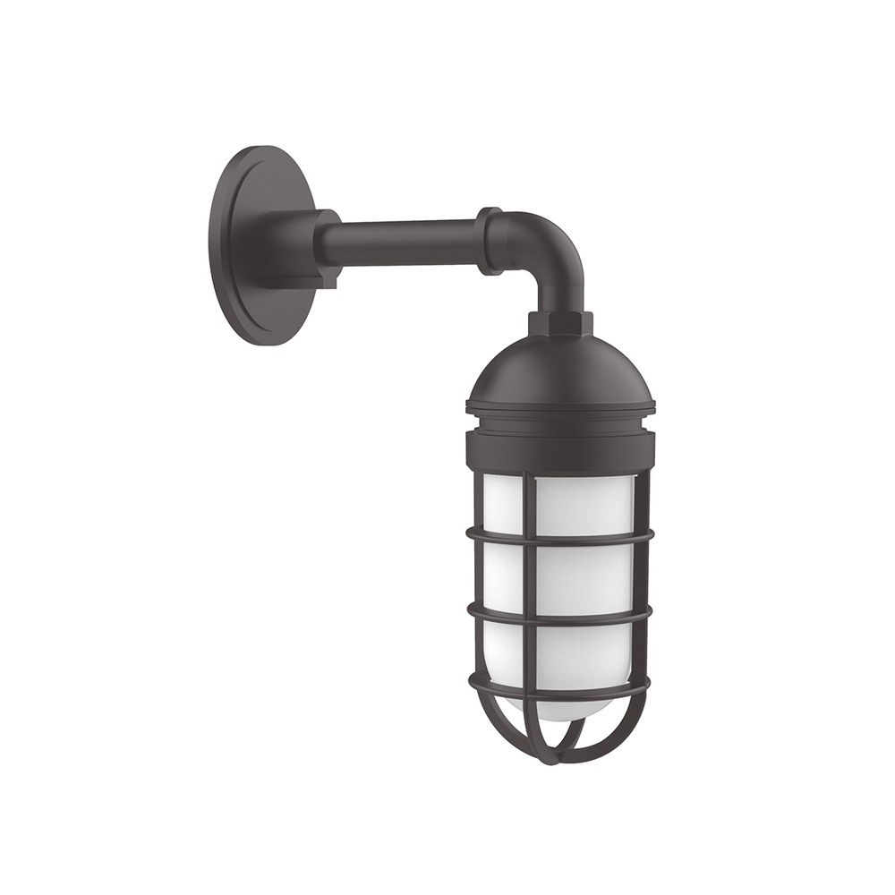 Vaportite, no shade, single wall mount with frosted glass and cast guard, Bronze Matte