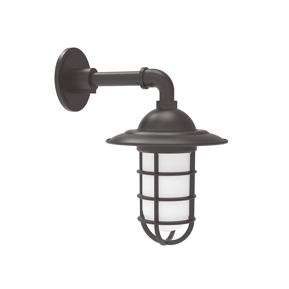 Vaportite, Style A shade, single wall mount with frosted glass and cast guard, Bronze Matte