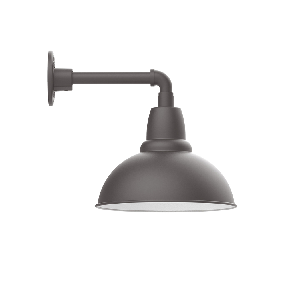 12" Cafe shade, LED Straight Arm Wall mount with wire grill, Bronze Matte