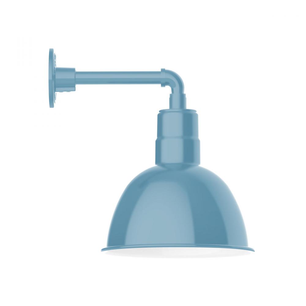 12" Deep Bowl shade, Straight Arm wall mount, Light Blue
