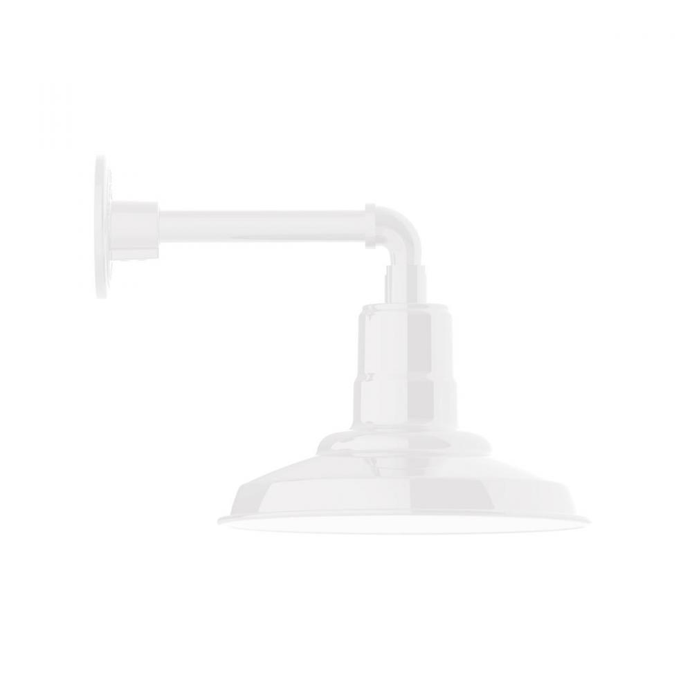 12" Warehouse shade, Straight Arm wall mount, White
