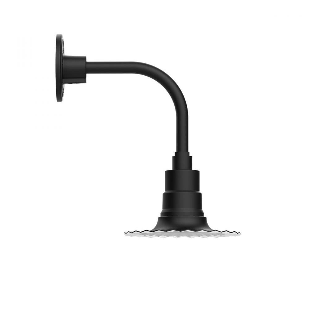 8" Radial shade, Curved Arm wall mount, Black