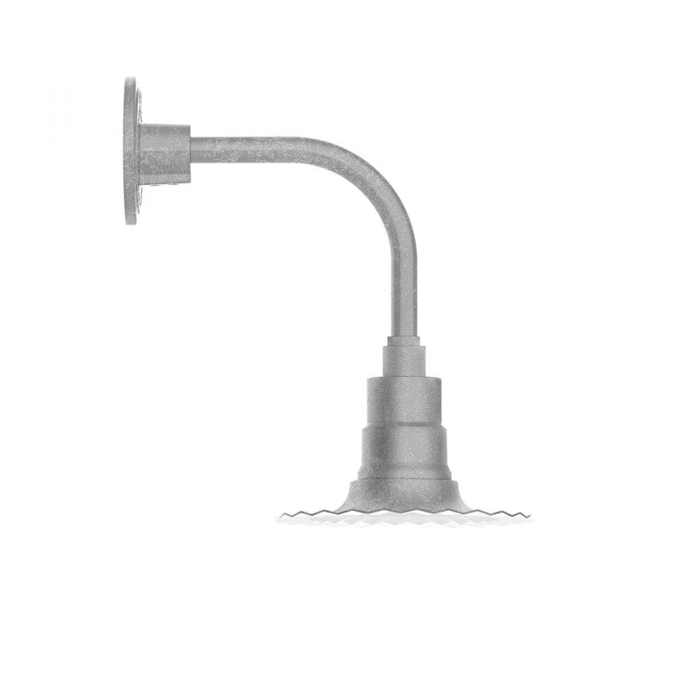8" Radial shade, Curved Arm wall mount, Painted Galvanized