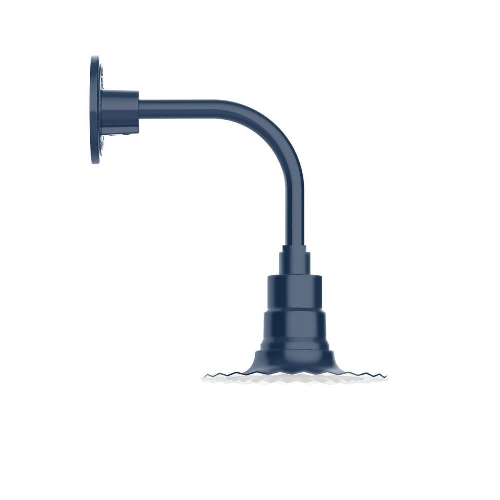 8" Radial shade, Curved Arm wall mount, Navy