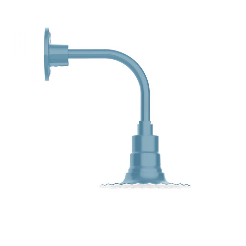 8" Radial shade, Curved Arm wall mount, Light Blue