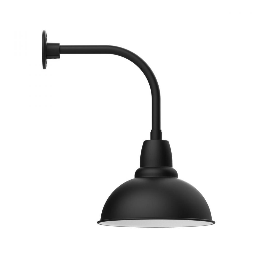 14" Cafe shade, Curved Arm wall mount, Black