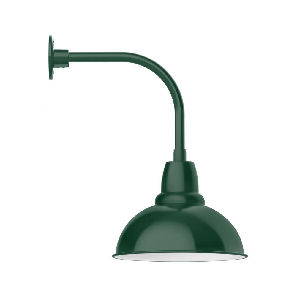 14" Cafe shade, Curved Arm wall mount, Forest Green