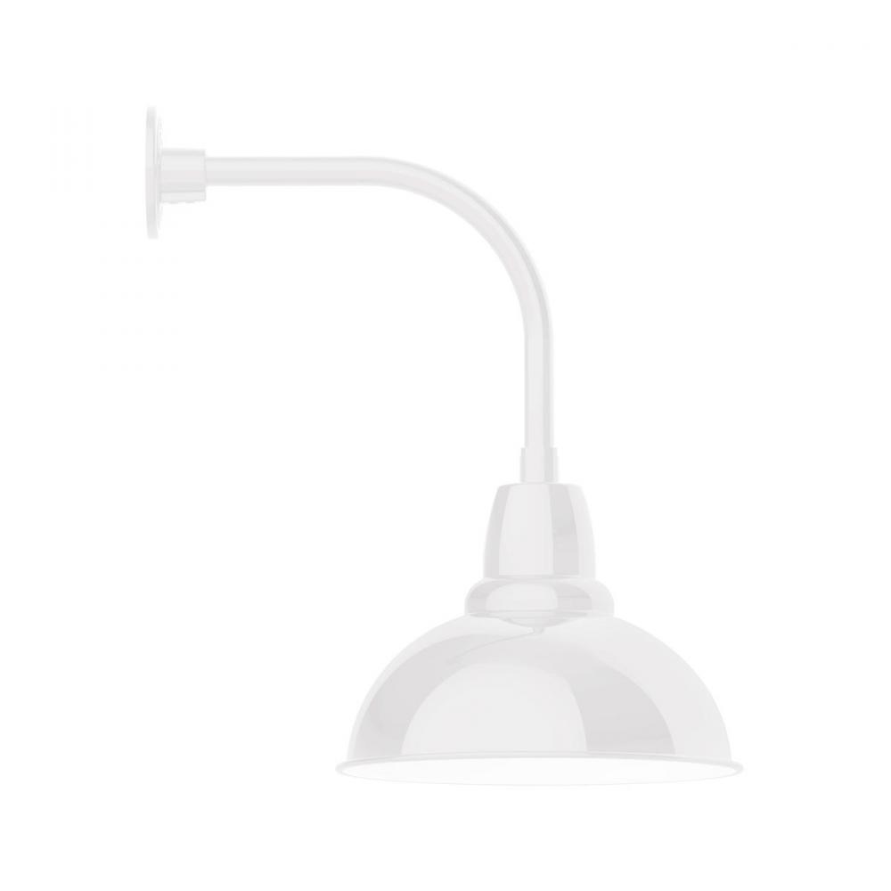 14" Cafe shade, Curved Arm wall mount, White