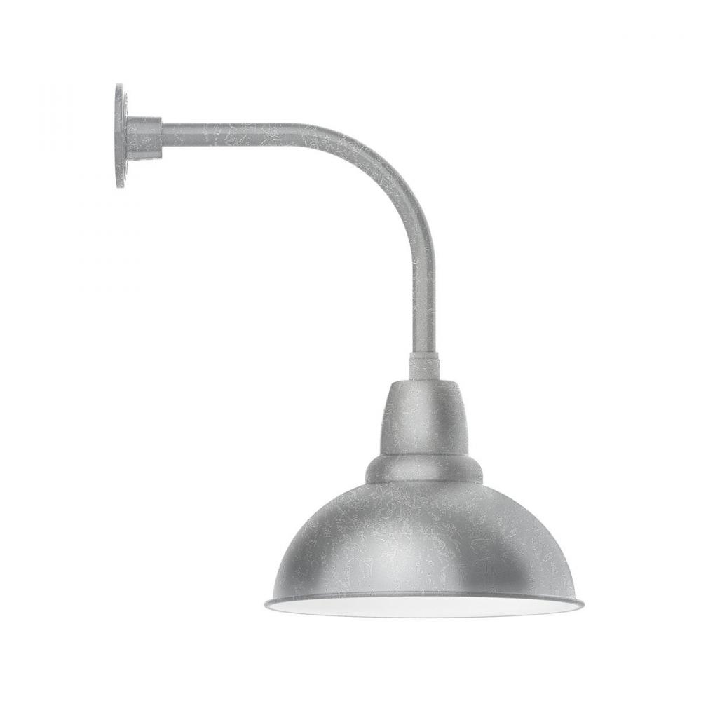 14" Cafe shade, Curved Arm wall mount, Painted Galvanized