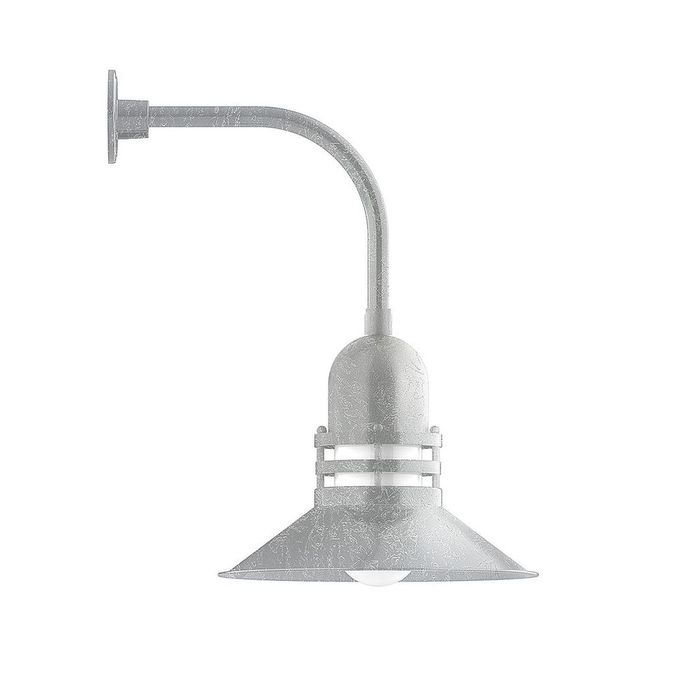 16" Atomic shade, Curved Arm wall mount, Frosted Glass