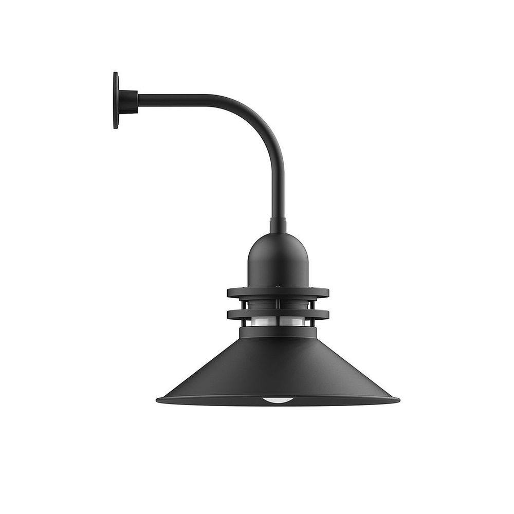20" Atomic shade, Curved Arm wall mount, Black