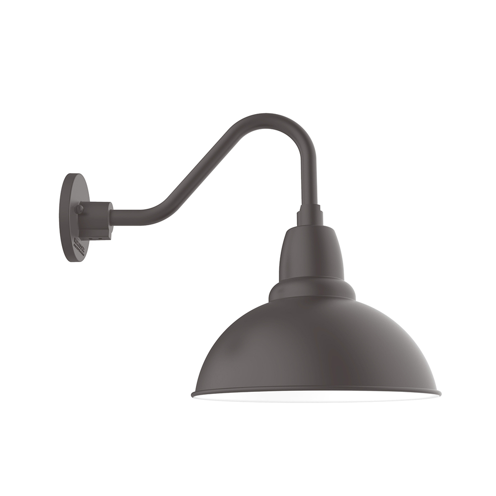 12" Cafe shade, LED Gooseneck Wall mount with wire grill, Bronze Matte