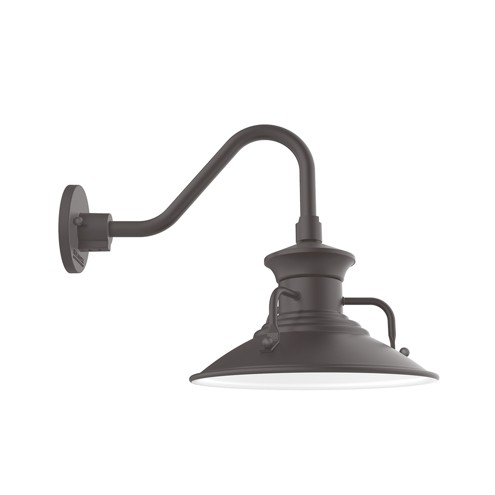 12" Homestead shade, Gooseneck wall mount, decorative canopy cover & Frosted Glass & cast guard