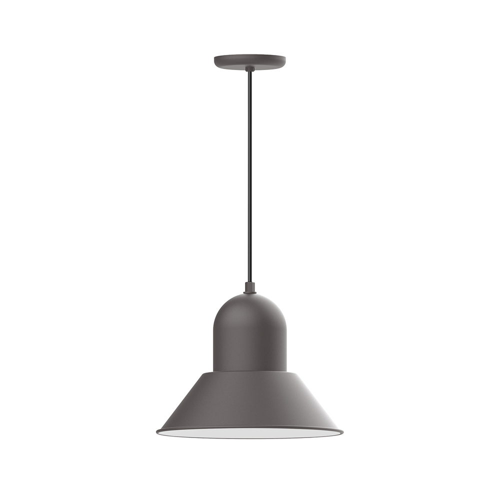 14" Prima shade, LED Pendant with ivory fabric cord and canopy, Bronze Matte