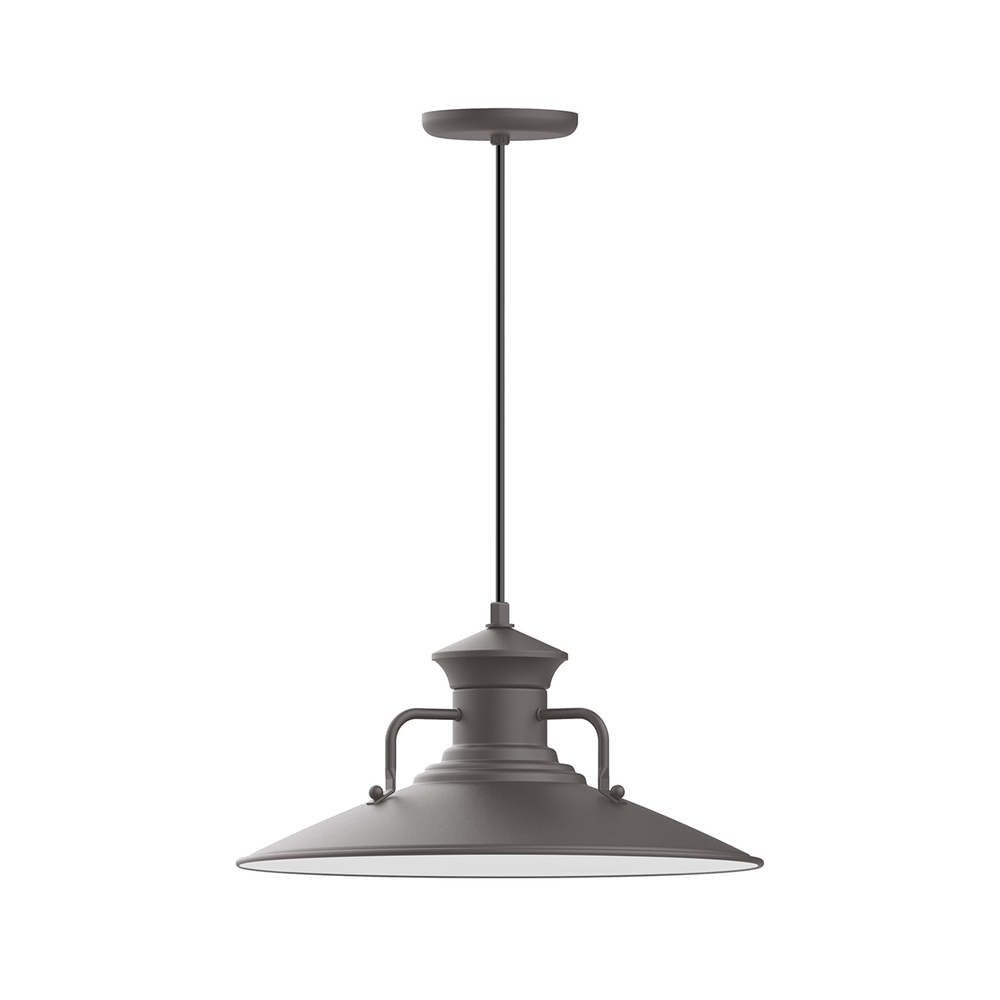 18" Homestead shade, LED Pendant with ivory fabric cord and canopy, Bronze Matte