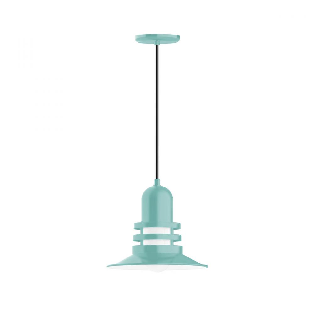 12" Atomic shade, pendant with black cord and canopy, Sea Green
