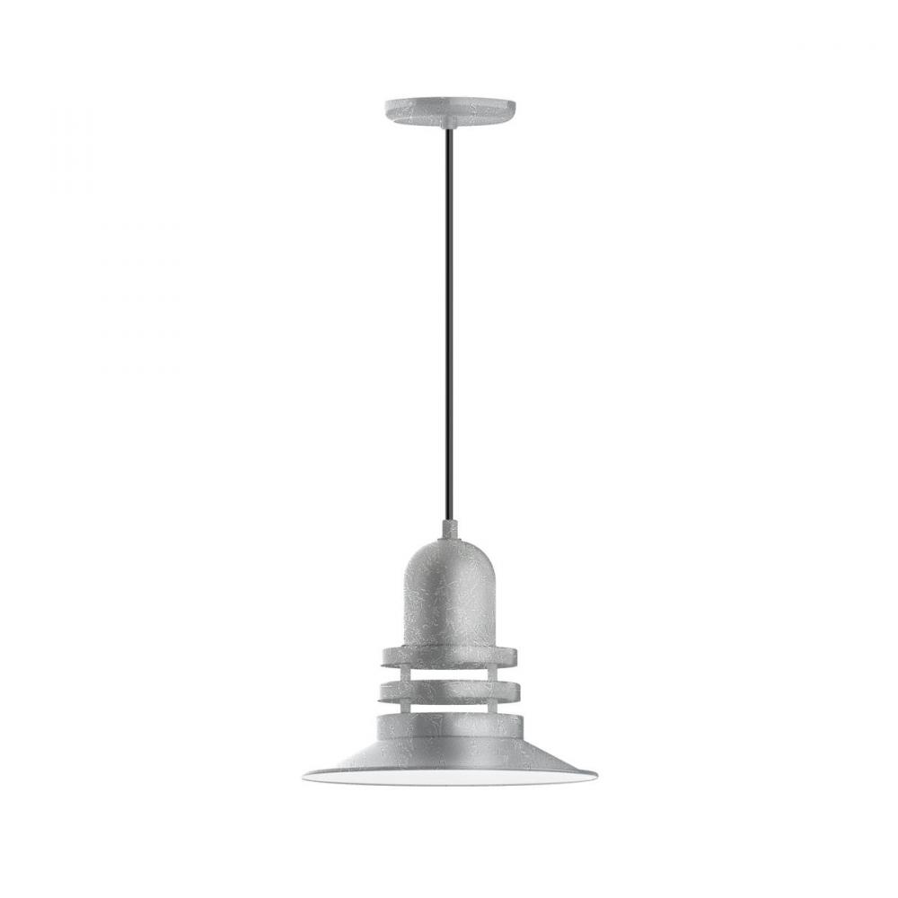 12" Atomic shade, pendant with black cord and canopy, Painted Galvanized