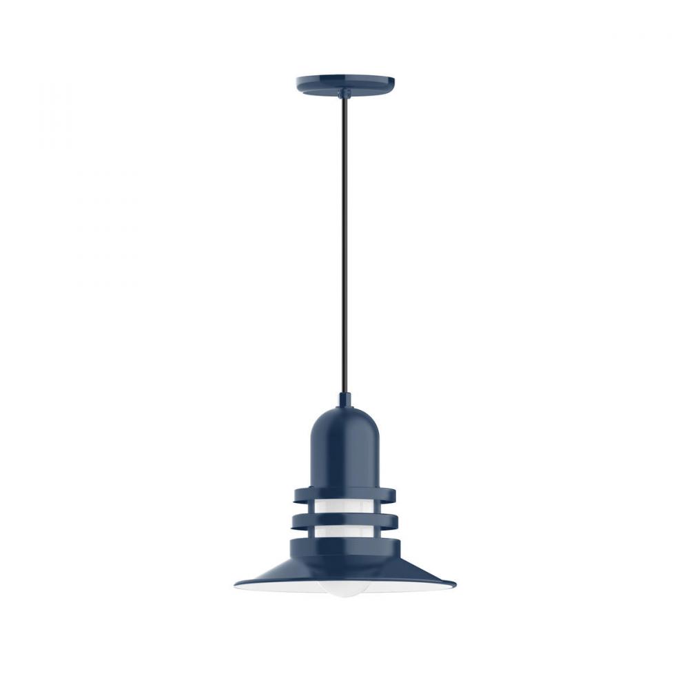 12" Atomic shade, pendant with black cord and canopy, Navy