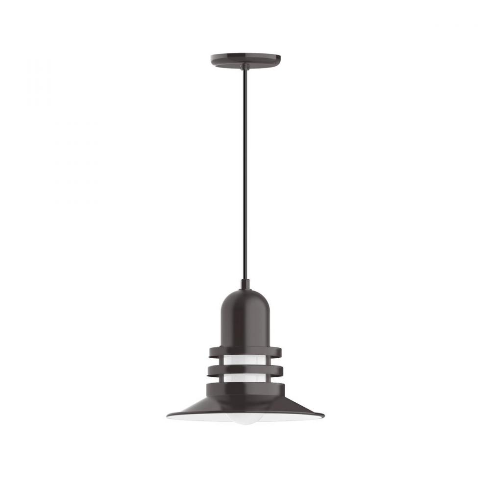 12" Atomic shade, pendant with black cord and canopy, Architectural Bronze