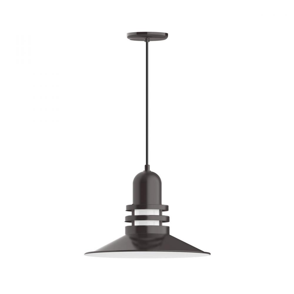 16" Atomic shade, pendant with ivory fabric cord and canopy, Architectural Bronze