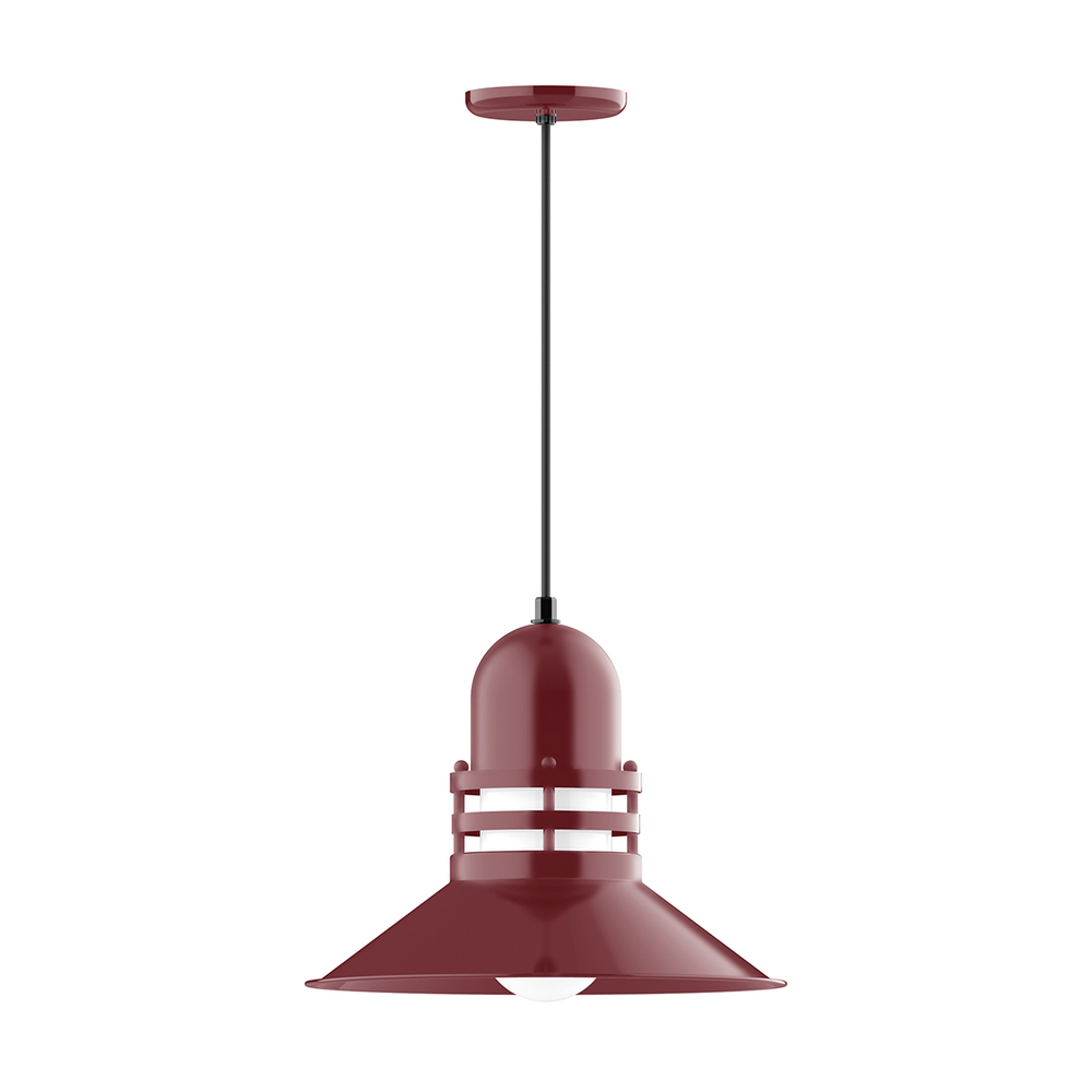 16" Atomic shade, pendant with Gray and Yellow Dot Fabric Cord and canopy, Frosted Glass, Barn R