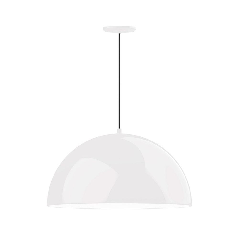 24" XL Choices Shallow Dome Shade, medium base, black cord with canopy, White