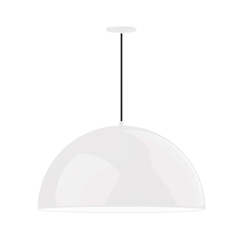 30" XL Choices Shallow Dome Shade, medium base, polished copper fabric cord with canopy, White