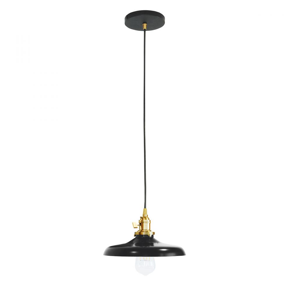 10" Uno Pendant, white solid fabric cord with canopy, Vermillion with Brushed Nickel Hardware