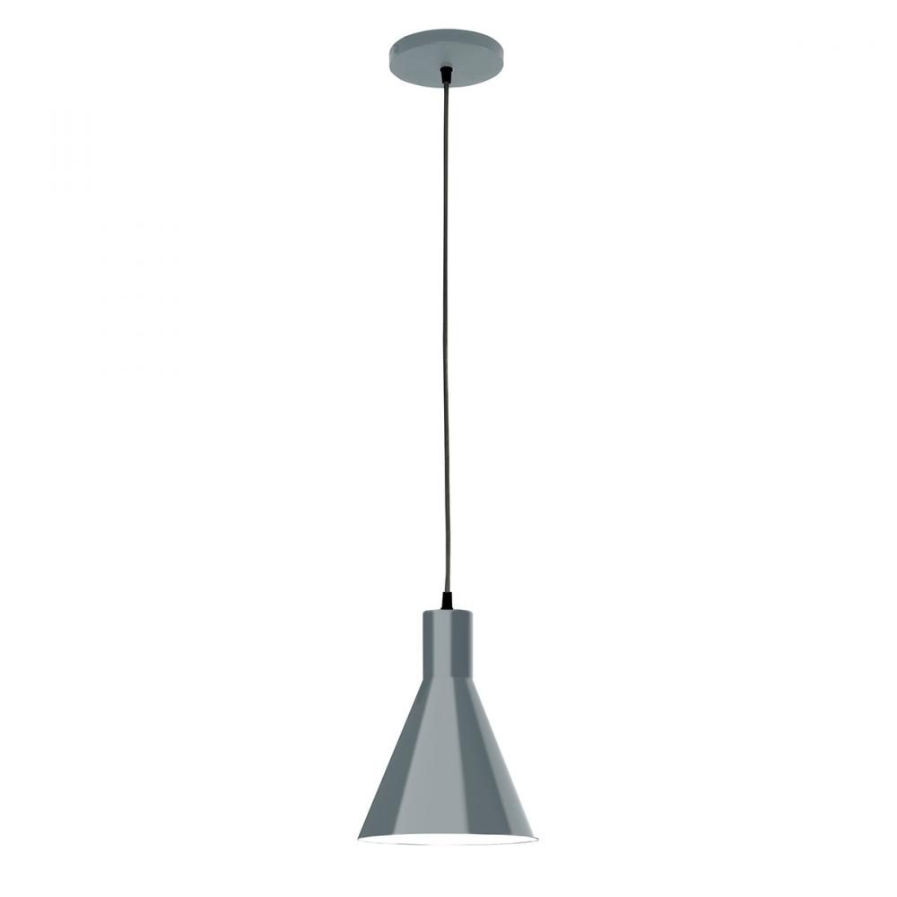 8" Jerome shade, black cord with canopy, Slate Gray