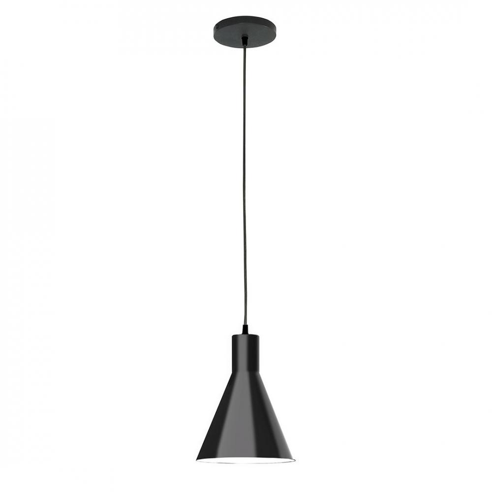 8" Jerome shade, cool tweed fabric cord with canopy, Black